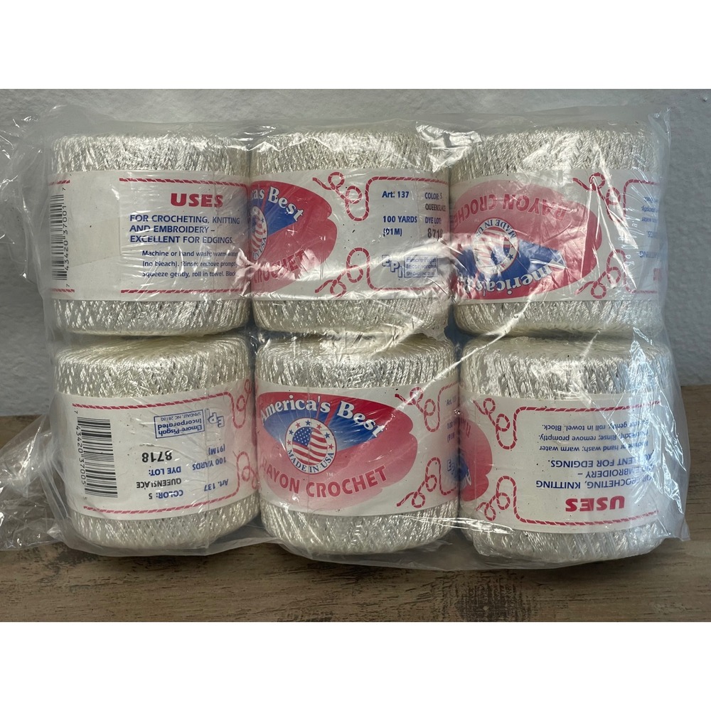 America's Best Rayon Crochet‎ Thread 6 Pack 100yd each Art 137,